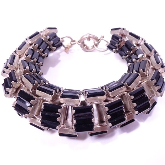Neiman Marcus Lee Angel Women's Onyx Black Crystal Box Link Bracelet NWT 250 - Picture 13 of 16